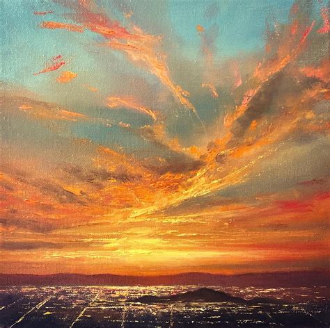 Southwestern Landscape Sunset City Lights Skyline Oil Painting | Etsy | Oil painting abstract ...