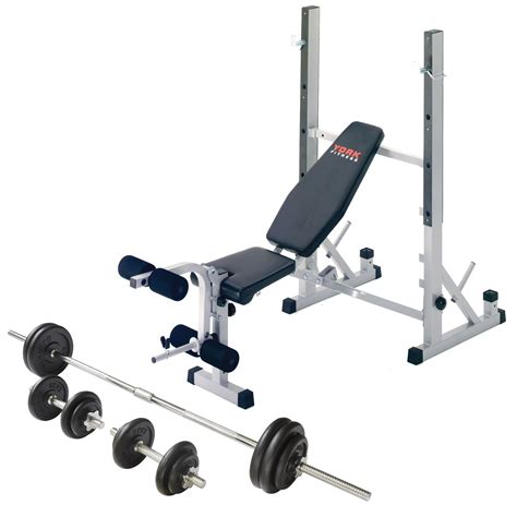 York B540 Weight Bench with 50kg Barbell Dumbbell Set