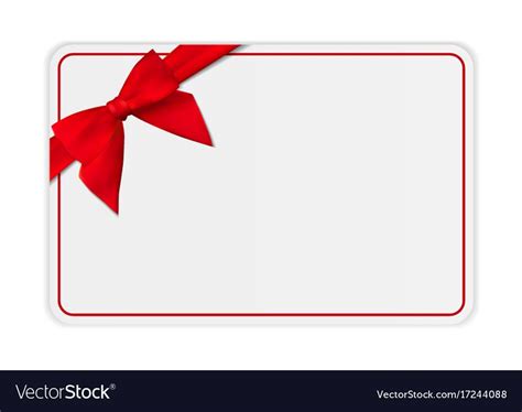 Blank Gift Card Template with Bow and Ribbon. Vector Illustration for ...