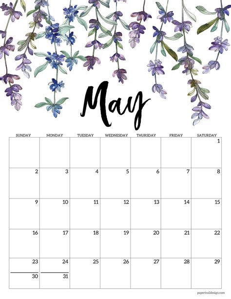 2021 Free Printable Calendar - Floral - Paper Trail Design