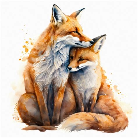 Premium Photo | Two red foxes in love hug Valentine's day and all lovers isolate Drawing for a ...