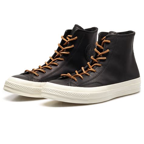 Converse Chuck Taylor Black Leather High Top Sneakers in Black for Men | Lyst