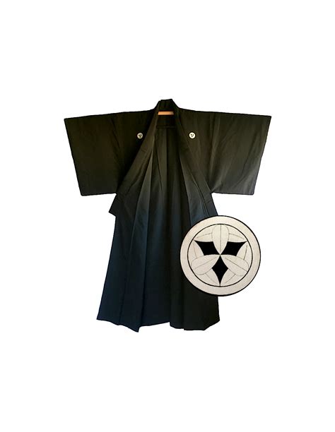 Men's vintage traditional japanese samurai kimono black silk Takenaka ...