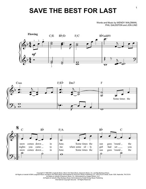 Vanessa Williams "Save The Best For Last" Sheet Music & Chords ...