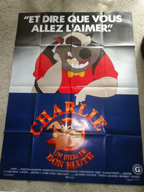 Original RARE All Dogs Go to Heaven GIANT French Movie Poster Charlie ...