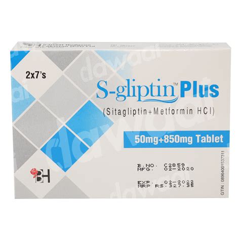 S-Gliptin Plus 50mg + 850mg Tablet: View Uses, Side Effects, Price And Substitutes | Dawaai ...