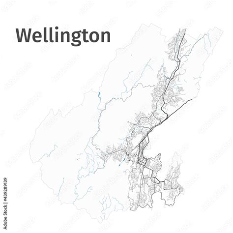 Wellington map. Detailed map of Wellington city administrative area. Cityscape panorama. Stock ...