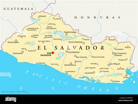 El Salvador Political Map with capital San Salvador, national Stock Photo: 72904613 - Alamy