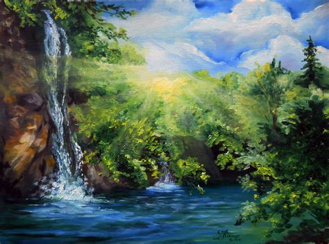 Waterfall Oil Painting at PaintingValley.com | Explore collection of Waterfall Oil Painting