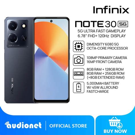 Infinix Note 30 5G Smartphone | 8GB+128GB/8GB+256GB | Dimensity 6080 | 6.78” FHD+ 120Hz Punch ...