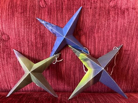 Set of Three Folded Paper Star Ornaments by Ida Northern - Etsy