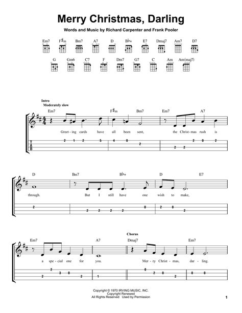 Merry Christmas, Darling by Carpenters - Easy Ukulele (with Tab ...