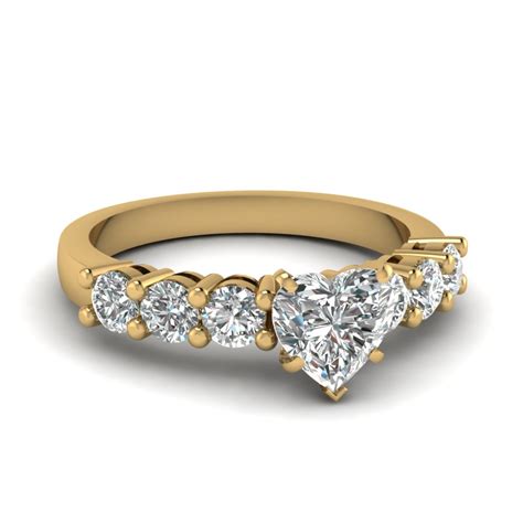 Beautiful 1 Carat Heart Shaped Diamond Engagement Ring In 14K Yellow ...