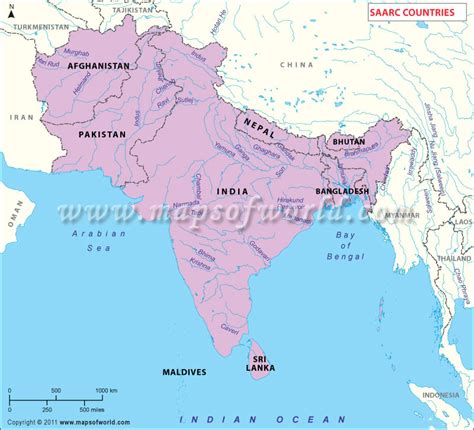 SAARC Countries, Map of SAARC Member Countries