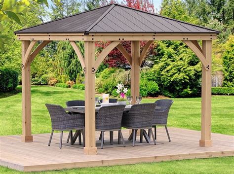 Yardistry 10 x 10 Meridian Gazebo Kit 100% Cedar with Aluminum Roof ...