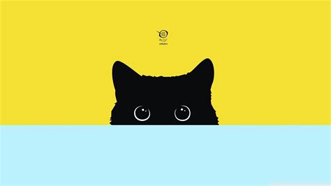 black cat digital wallpaper #minimalism digital art #simple #cat ...