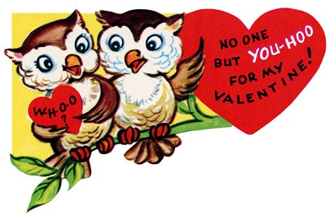 Valentine Owls on a Branch ~ Free Vintage Clip Art - The Old Design Shop