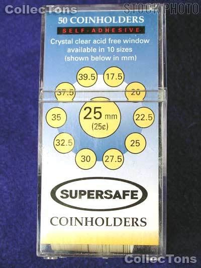 50 Supersafe 2x2 Self-Adhesive Cardboard Coin Holders QUARTERS - $13.29