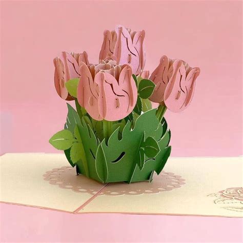 Baby Pink Rose Bouquet Pop Up Card | Online Party Supplies