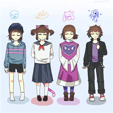 I drew Frisk wearing different clothes and hairstyles for a change! Hope you guys like it! : r ...