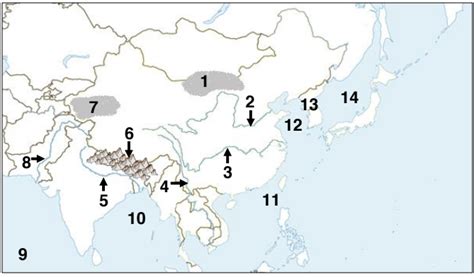 Southern & Eastern Asia Physical Map Diagram | Quizlet