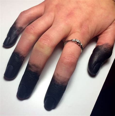 Black Ink-Dyed Fingers | Hand makeup, Finger tattoos, Halloween makeup