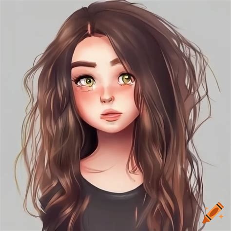 Cute animated girl with freckles and dark brown hair on Craiyon