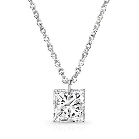 Princess Cut Diamond Dancing Diamonds Necklace - 3/8ct Princess Cut Pendant