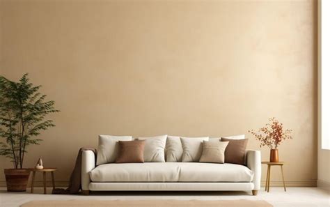 Premium AI Image | Simplistic Interior Beige Sofa with Vacant Beige ...