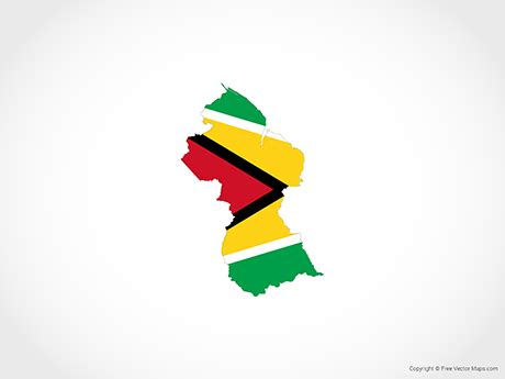 Printable Vector Map of Guyana - Flag | Free Vector Maps