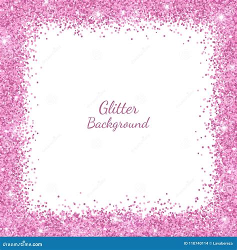 Border Frame with Pink Glitter on White Background. Vector Stock Vector - Illustration of ...