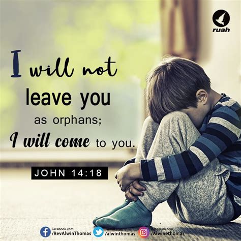 John 14:18 (NIV) #dailybreath #ruah #ruahchurch #notleave #willcome | Daily bible verse ...