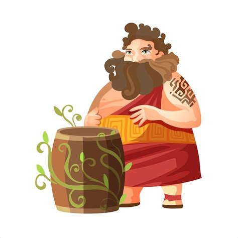 Premium Vector | Dionysus, ancient greek god of wine. ancient greece mythology. fat man with a ...