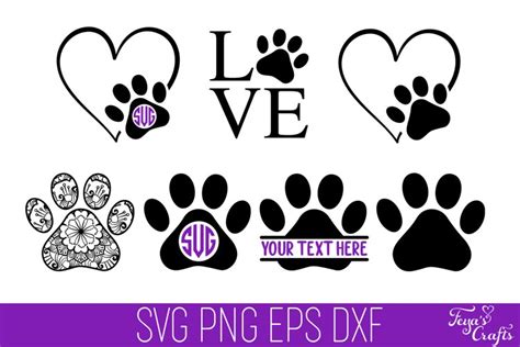 Dog Paw Print SVG Cut File | Heart Paw Print SVG (657862)