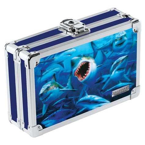 Vaultz Locking Pencil Box 3D Sharks with Key Lock for School Supplies, New, VZ03946 - Walmart.com