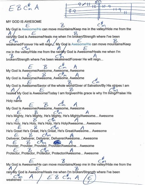 My God Is Awesome (Charles Jenkins) Guitar Chord Chart in E Major ...