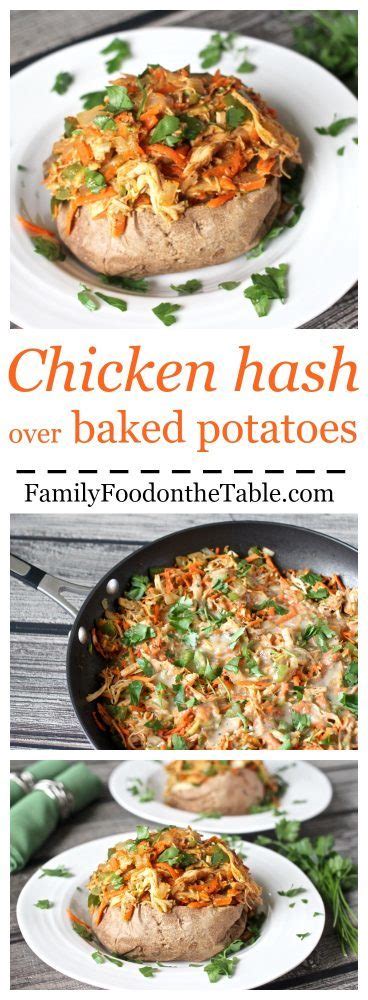 Chicken Hash over Baked Potato - Family Food on the Table