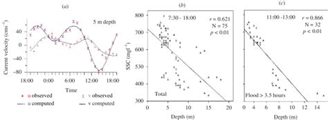 (a) The tidal current comparisons between model results and diurnal ...