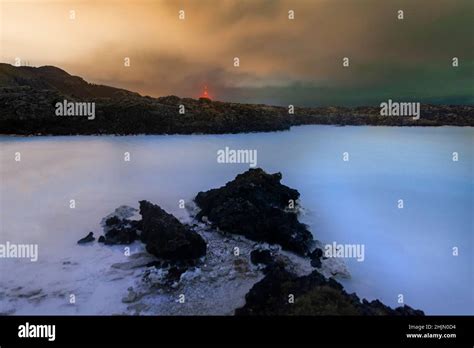 Blue Lagoon in Iceland at night Stock Photo - Alamy