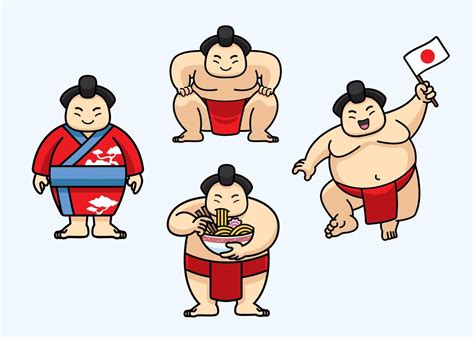 set of cute sumo japan character 21777732 Vector Art at Vecteezy