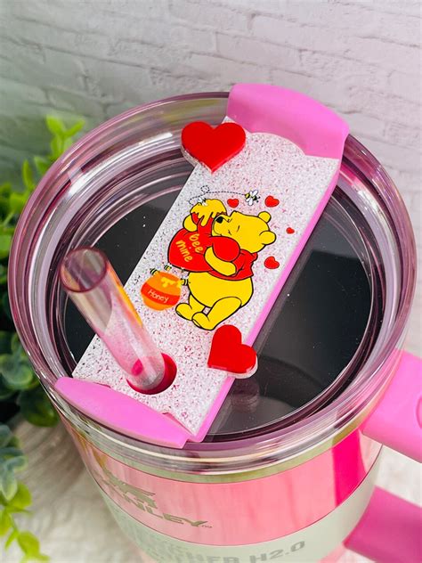 Bee Mine Decorative Tumbler Plate, Valentines Day Stanley Tumbler Tag, Heart and Bear Tumbler ...