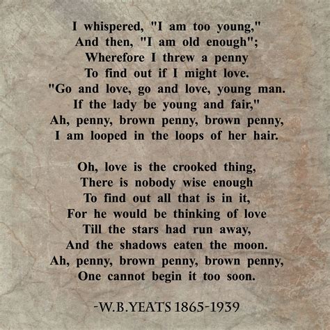 Brown Penny ~W.B.Yeats | Yeats poems, William butler yeats, Poems