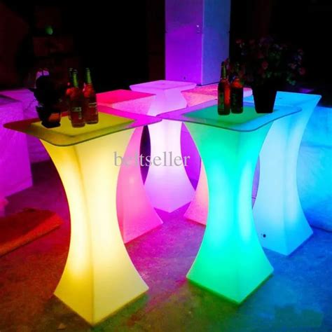 Rechargeable LED illuminated cocktail table waterproof glowing led bar table lighted up coffee ...