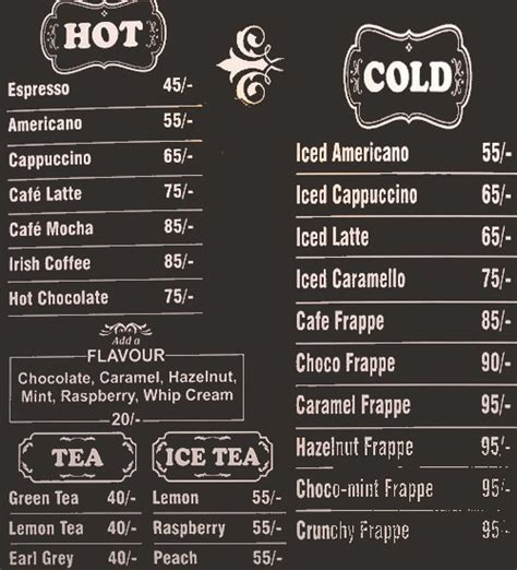 Coffee Shop Menu List - Design Talk