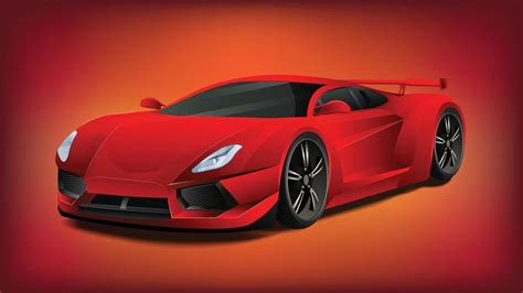 Red vector realistic 3d car isolated on mesh gradient background ...