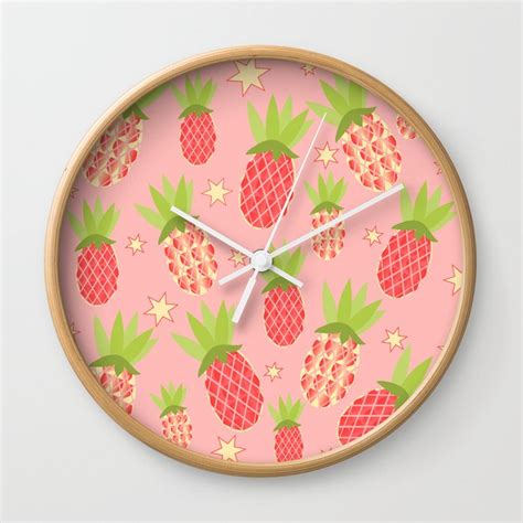 Tropical pineapple Wall Clock by LoLa | Society6