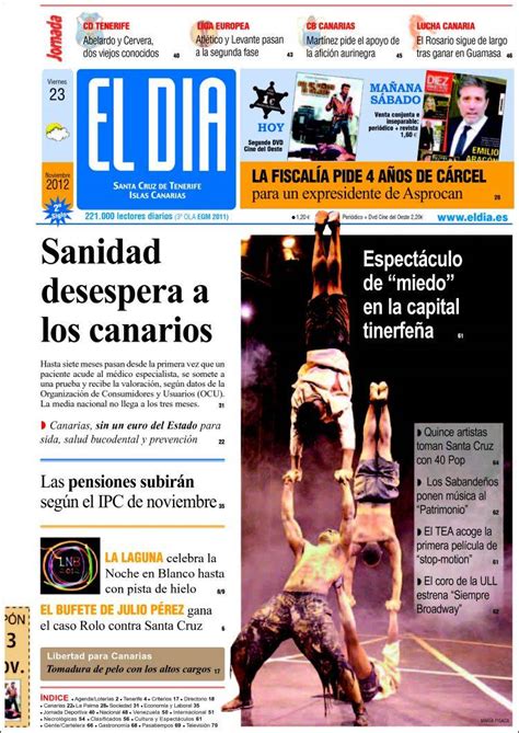 Newspaper El Día (Spain). Newspapers in Spain. Friday's edition, November 23 of 2012. Kiosko.net