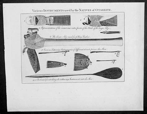 1787 Bankes Antique Print Tools Axe, Tattoo Needle, Scrapers, Tahiti - – Classical Images