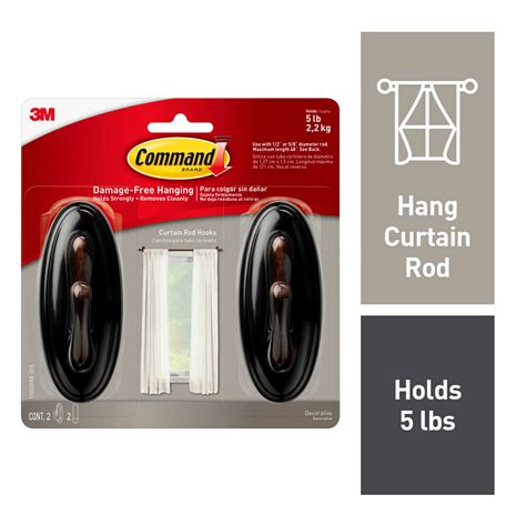 Command Curtain Rod Hooks, 2 Hooks, 2 Strips Per Pack - Walmart.com - Walmart.com