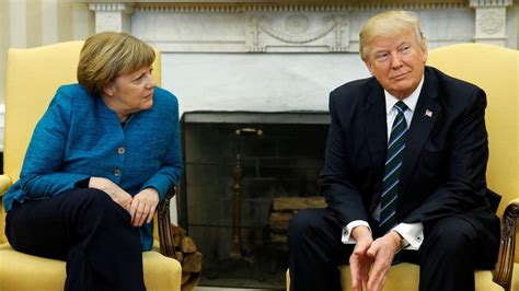 Trump shuns shaking Merkel's hand during Oval Office encounter (VIDEO ...